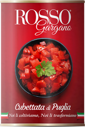 Rosso Gargano Cubettata di Pomodori Dosentomaten (Pizzatomaten) 400g